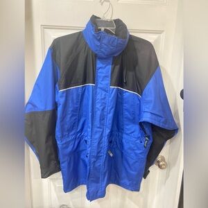 Vintage Viking Men's Blue and Black Ski coat Jacket snow wear
